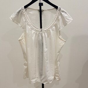 Banana Republic White Braided Scoop Neck Cap Sleeve Camisole